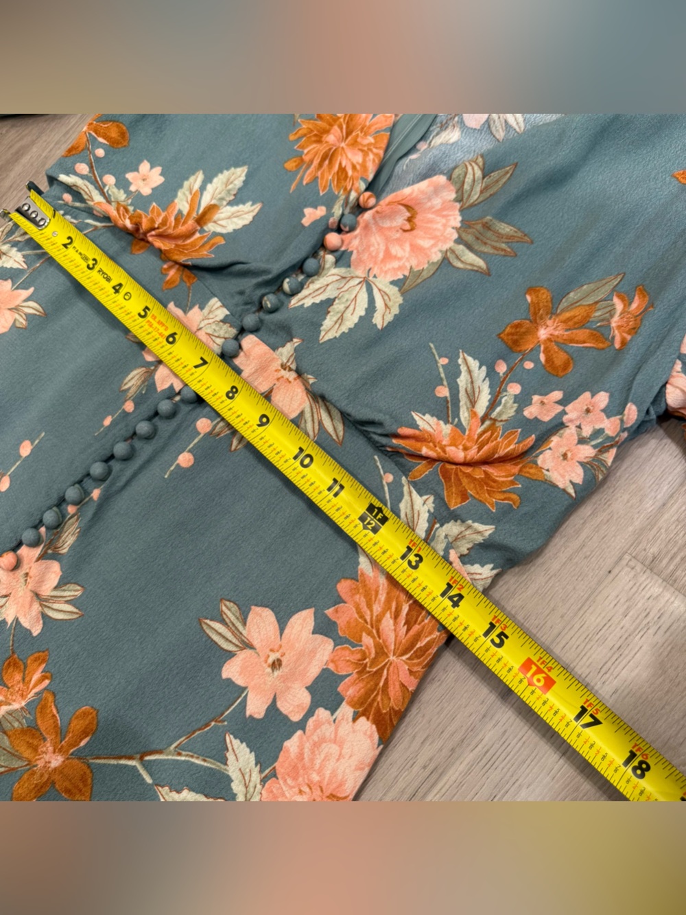 Petal & Pup Teal Floral Maxi Dress Retro Boho Cottagecore Size Large - Picture 9 of 12